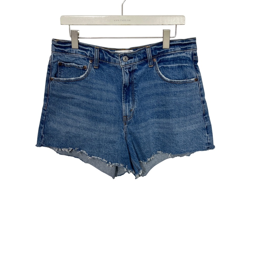 Abercrombie & Fitch 90s Relaxed Cutoff Short Women 14 Blue High Rise Denim
